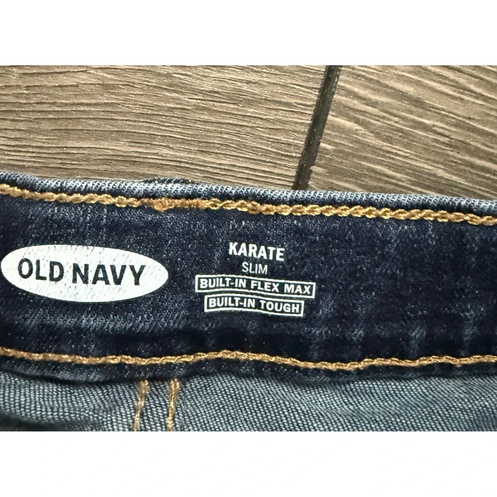 Old Navy Boys Karate Slim Jeans Dark Wash Built-In Flex Max Tough Size 12